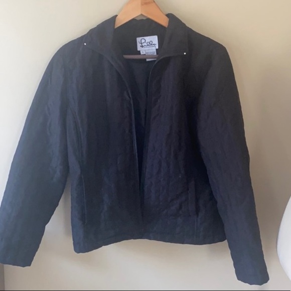 Lilly Pulitzer White Label Black Quilted Zipper Jacket S - Picture 13 of 15